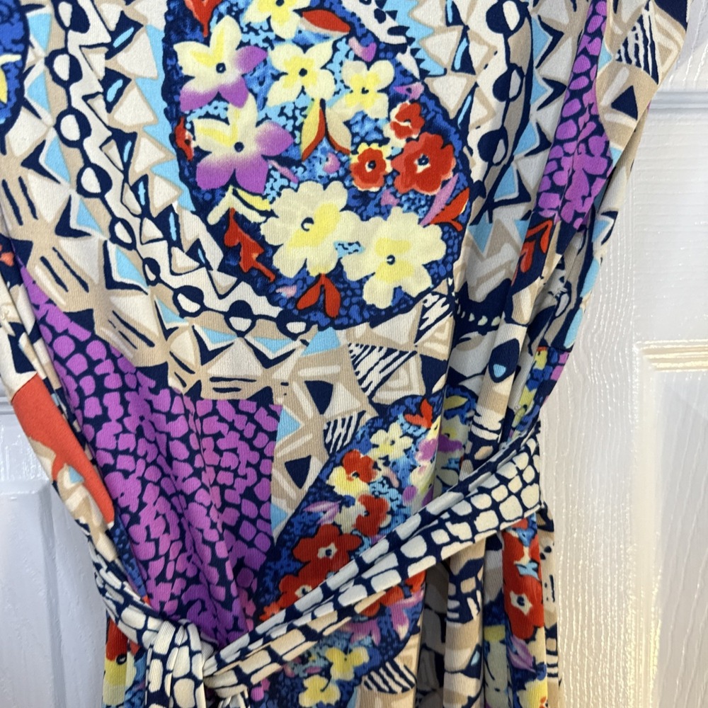ECI New‎ York Size 10 Multi-Color Striped Sleeveless Sheath Dress Beaded - Picture 11 of 15